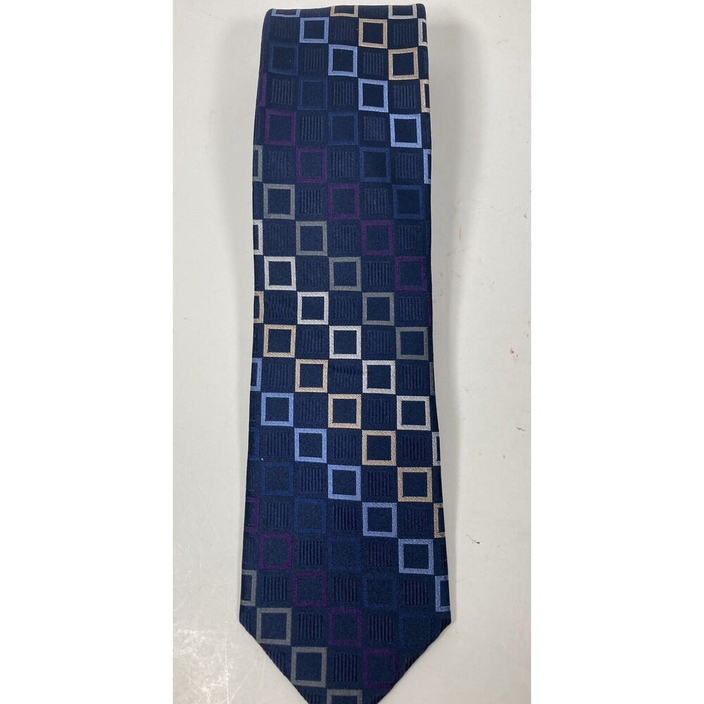 MICHAEL KORS Dark Blue W/Square Pattern 100% Silk Ties